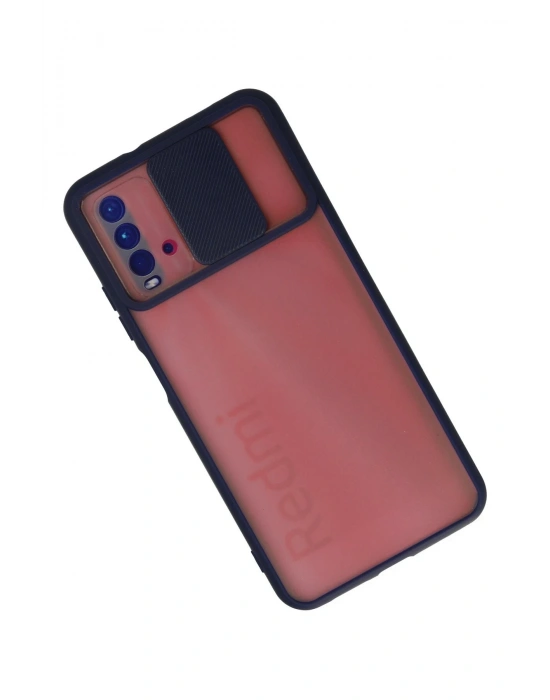 Newface Xiaomi Redmi 9T Kılıf Palm Buzlu Kamera Sürgülü Silikon - Lacivert