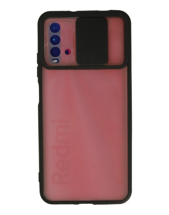 Newface Xiaomi Redmi 9T Kılıf Palm Buzlu Kamera Sürgülü Silikon - Siyah