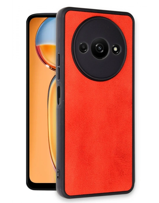 Newface Xiaomi Redmi A3 4G Kılıf Aras Deri Kapak - Kırmızı