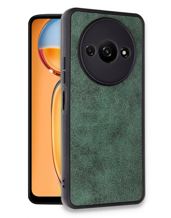 Newface Xiaomi Redmi A3 4G Kılıf Aras Deri Kapak - Koyu Yeşil