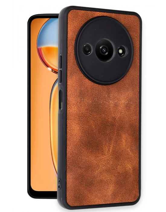 Newface Xiaomi Redmi A3 4G Kılıf Aras Deri Kapak - Taba