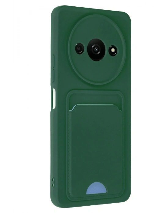 Newface Xiaomi Redmi A3 4G Kılıf Kelvin Kartvizitli Silikon - Koyu Yeşil