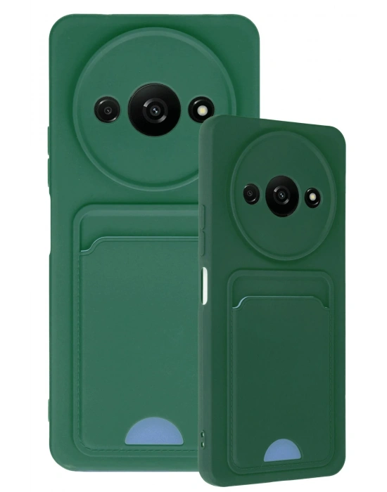 Newface Xiaomi Redmi A3 4G Kılıf Kelvin Kartvizitli Silikon - Koyu Yeşil