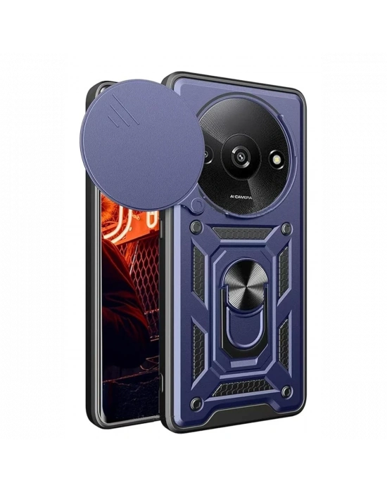 Newface Xiaomi Redmi A3 4G Kılıf Pars Lens Yüzüklü Silikon - Lacivert