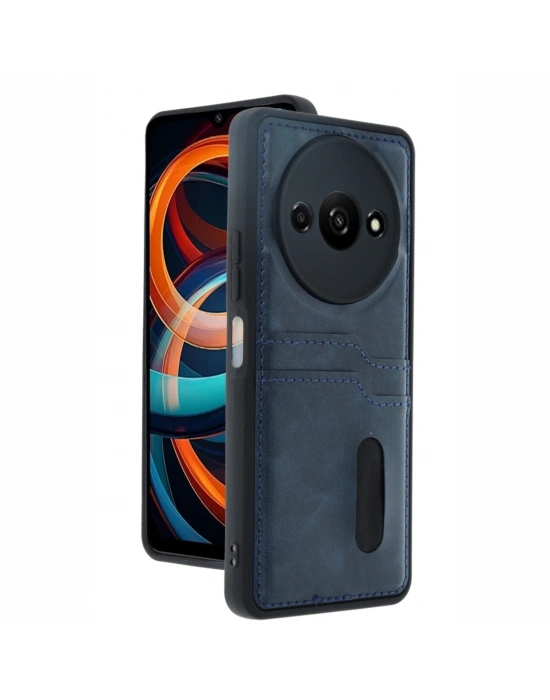 Newface Xiaomi Redmi A3 4G Kılıf Sara Kartvizitli Deri Kılıf - Lacivert