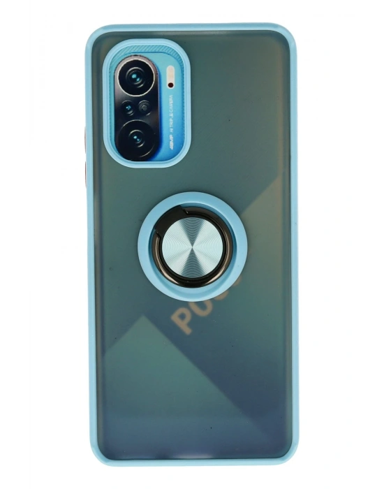 Newface Xiaomi Redmi K40 Kılıf Montreal Yüzüklü Silikon Kapak - Buz Mavi