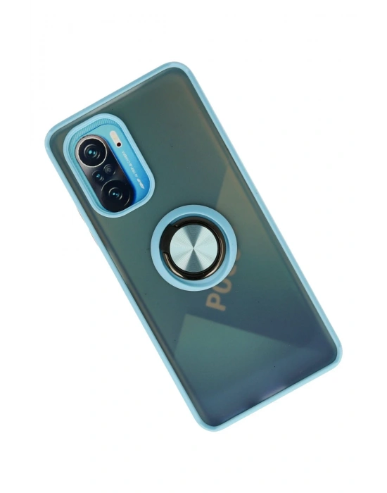 Newface Xiaomi Redmi K40 Kılıf Montreal Yüzüklü Silikon Kapak - Buz Mavi