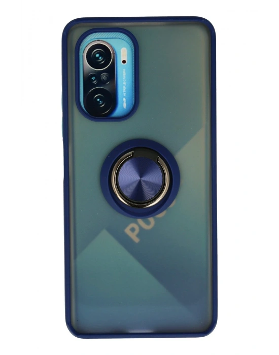 Newface Xiaomi Redmi K40 Kılıf Montreal Yüzüklü Silikon Kapak - Lacivert