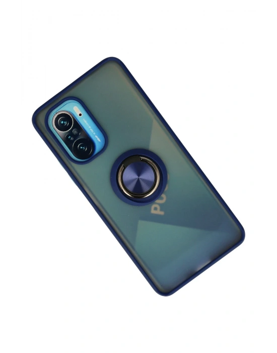 Newface Xiaomi Redmi K40 Kılıf Montreal Yüzüklü Silikon Kapak - Lacivert