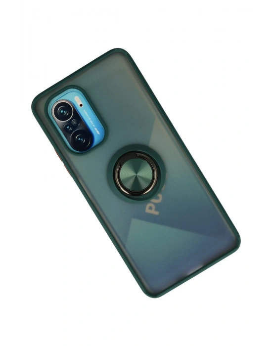 Newface Xiaomi Redmi K40 Kılıf Montreal Yüzüklü Silikon Kapak - Yeşil