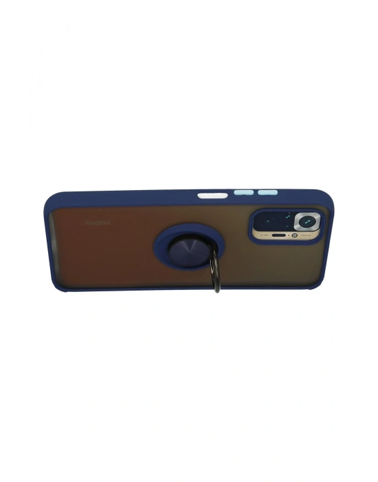Newface Xiaomi Redmi Note 10 Kılıf Montreal Yüzüklü Silikon Kapak - Lacivert