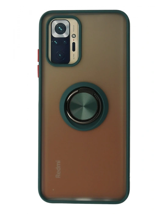 Newface Xiaomi Redmi Note 10 Kılıf Montreal Yüzüklü Silikon Kapak - Yeşil