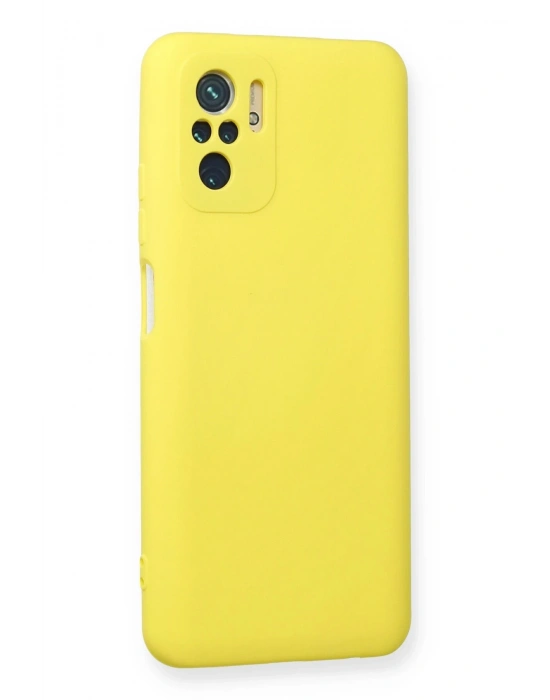 Newface Xiaomi Redmi Note 10 Kılıf Nano içi Kadife Silikon - Sarı