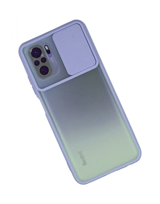 Newface Xiaomi Redmi Note 10 Kılıf Palm Buzlu Kamera Sürgülü Silikon - Lila