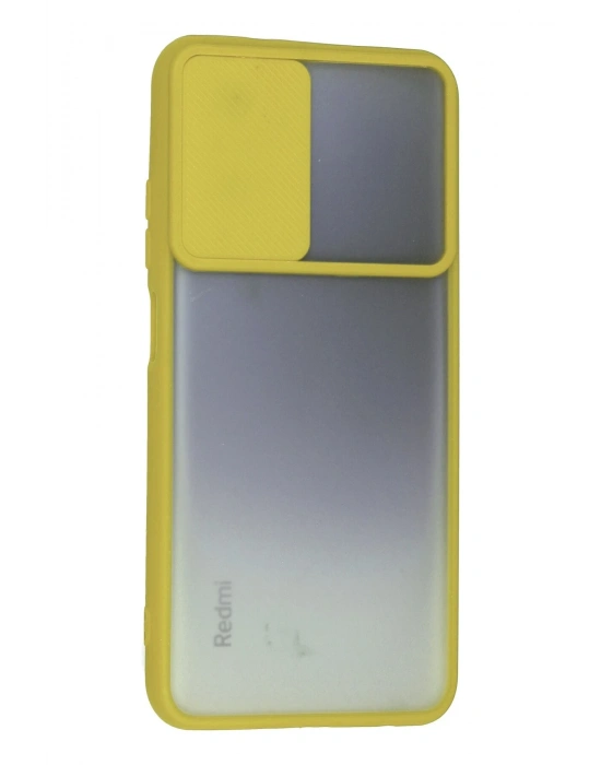 Newface Xiaomi Redmi Note 10 Kılıf Palm Buzlu Kamera Sürgülü Silikon - Sarı
