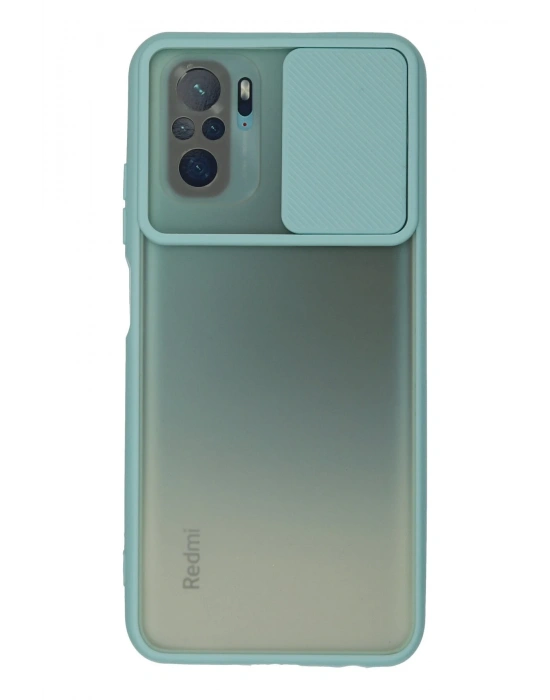Newface Xiaomi Redmi Note 10 Kılıf Palm Buzlu Kamera Sürgülü Silikon - Turkuaz