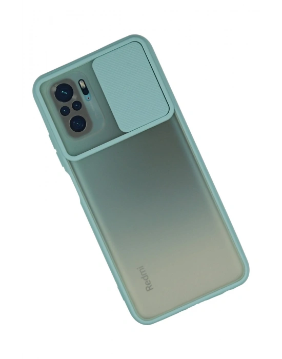 Newface Xiaomi Redmi Note 10 Kılıf Palm Buzlu Kamera Sürgülü Silikon - Turkuaz