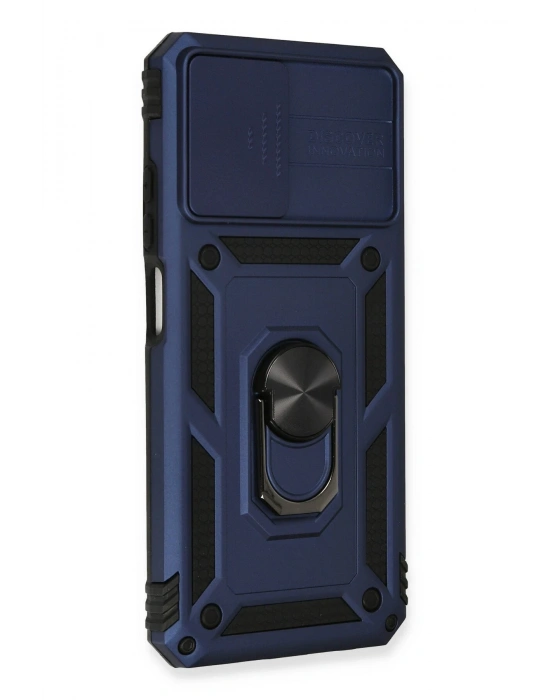 Newface Xiaomi Redmi Note 10 Kılıf Pars Lens Yüzüklü Silikon - Lacivert