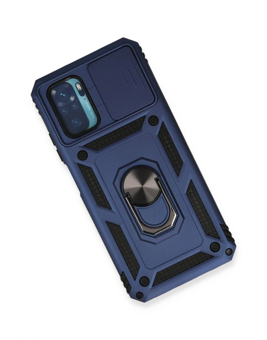 Newface Xiaomi Redmi Note 10 Kılıf Pars Lens Yüzüklü Silikon - Lacivert