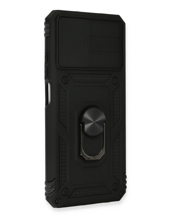 Newface Xiaomi Redmi Note 10 Kılıf Pars Lens Yüzüklü Silikon - Siyah