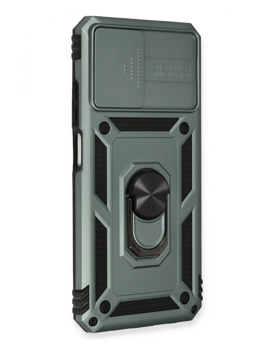 Newface Xiaomi Redmi Note 10 Kılıf Pars Lens Yüzüklü Silikon - Yeşil