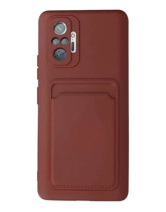 Newface Xiaomi Redmi Note 10 Pro Kılıf Kelvin Kartvizitli Silikon - Bordo