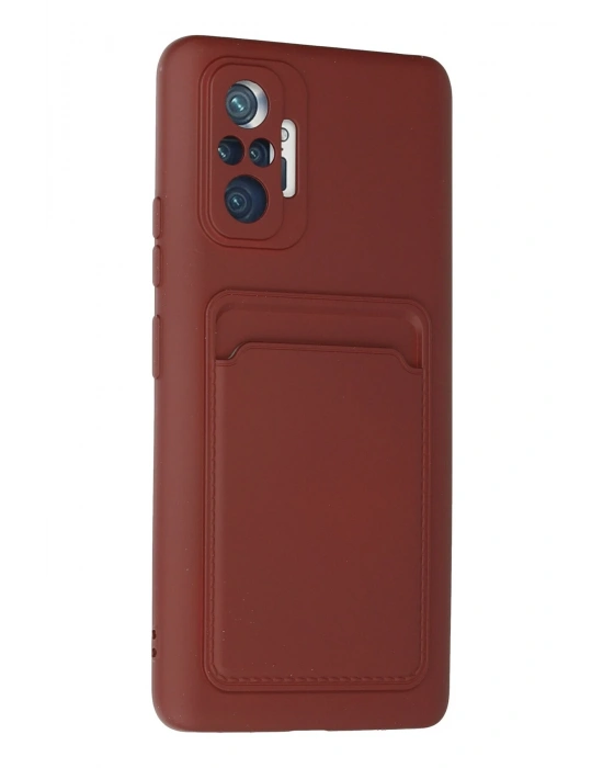 Newface Xiaomi Redmi Note 10 Pro Kılıf Kelvin Kartvizitli Silikon - Bordo