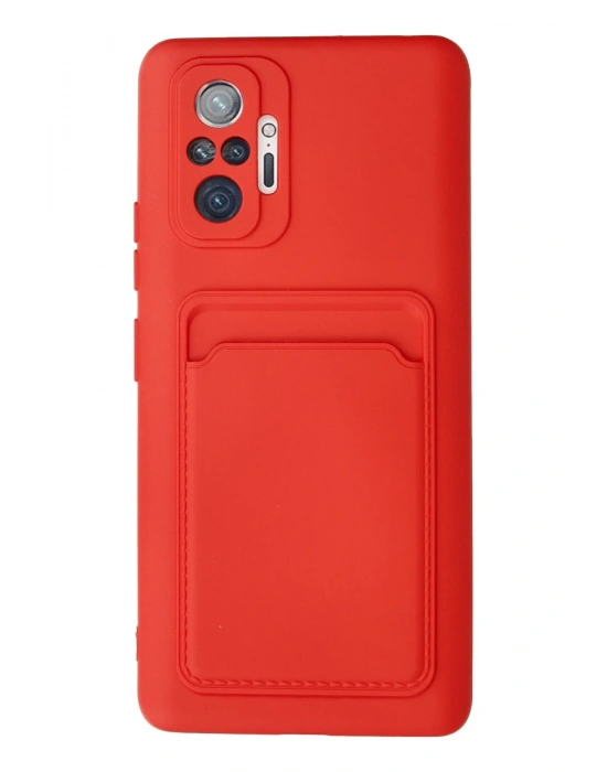 Newface Xiaomi Redmi Note 10 Pro Kılıf Kelvin Kartvizitli Silikon - Kırmızı