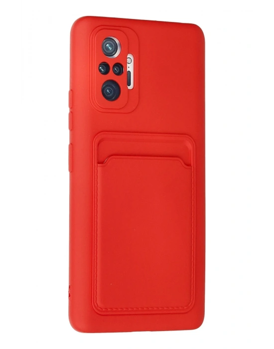 Newface Xiaomi Redmi Note 10 Pro Kılıf Kelvin Kartvizitli Silikon - Kırmızı