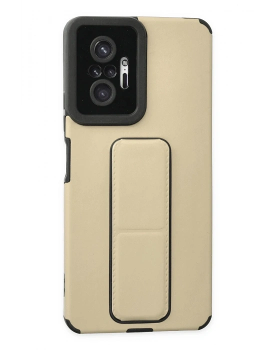 Newface Xiaomi Redmi Note 10 Pro Kılıf Mega Standlı Silikon - Gold