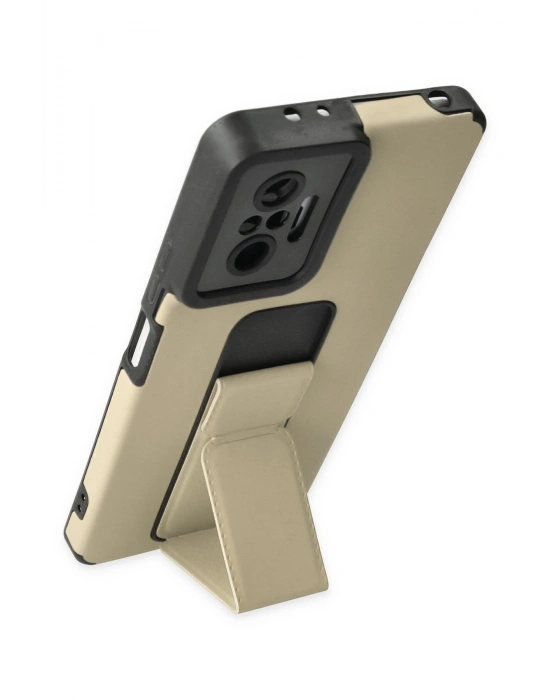 Newface Xiaomi Redmi Note 10 Pro Kılıf Mega Standlı Silikon - Gold