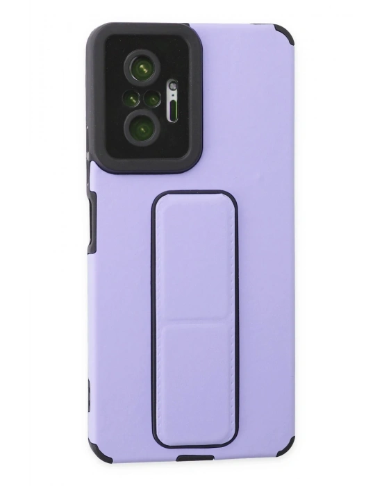 Newface Xiaomi Redmi Note 10 Pro Kılıf Mega Standlı Silikon - Lila