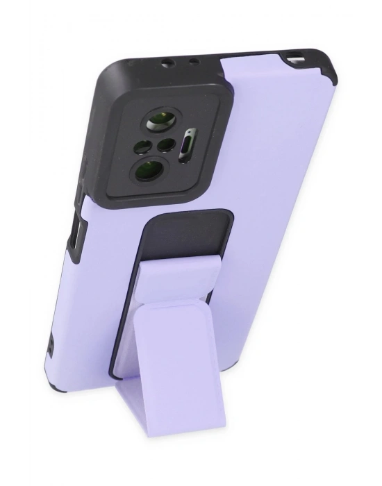 Newface Xiaomi Redmi Note 10 Pro Kılıf Mega Standlı Silikon - Lila
