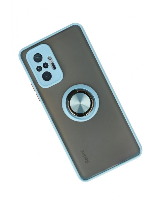 Newface Xiaomi Redmi Note 10 Pro Kılıf Montreal Yüzüklü Silikon Kapak - Buz Mavi