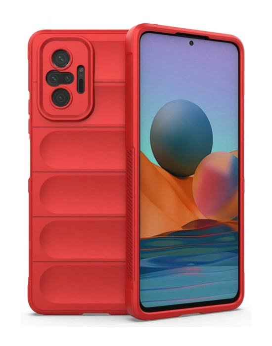 Newface Xiaomi Redmi Note 10 Pro Kılıf Optimum Silikon - Kırmızı
