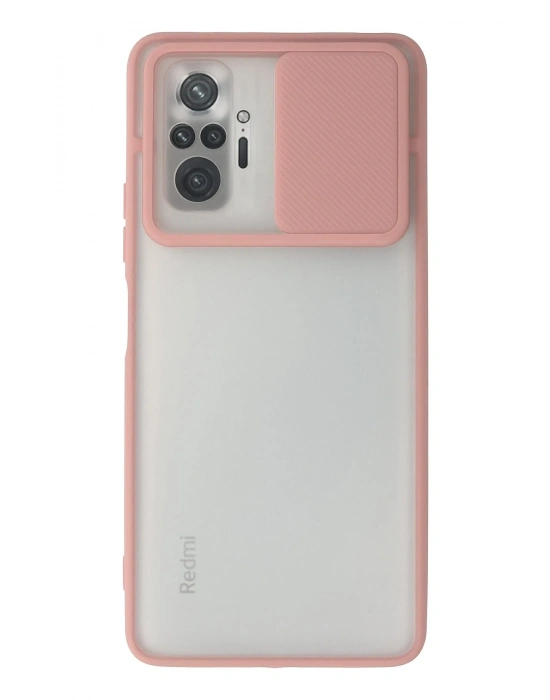 Newface Xiaomi Redmi Note 10 Pro Kılıf Palm Buzlu Kamera Sürgülü Silikon - Pembe