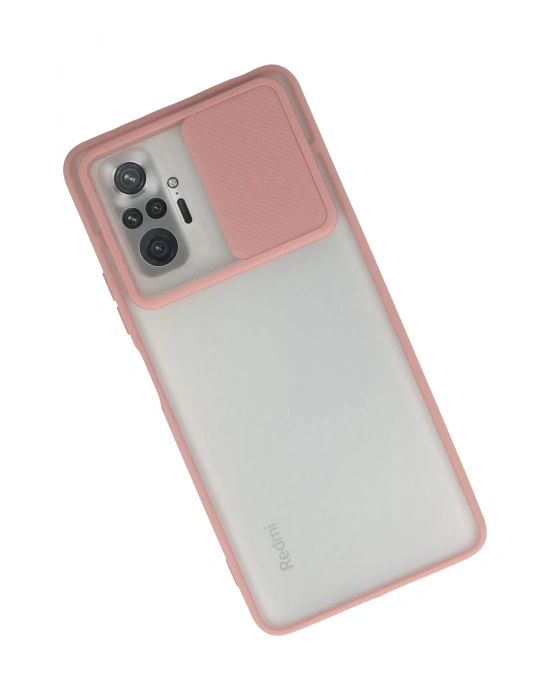 Newface Xiaomi Redmi Note 10 Pro Kılıf Palm Buzlu Kamera Sürgülü Silikon - Pembe