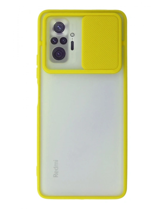 Newface Xiaomi Redmi Note 10 Pro Kılıf Palm Buzlu Kamera Sürgülü Silikon - Sarı