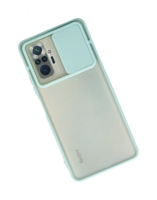 Newface Xiaomi Redmi Note 10 Pro Kılıf Palm Buzlu Kamera Sürgülü Silikon - Turkuaz