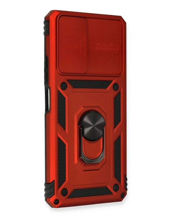 Newface Xiaomi Redmi Note 10 Pro Kılıf Pars Lens Yüzüklü Silikon - Kırmızı