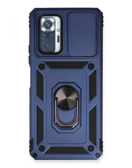 Newface Xiaomi Redmi Note 10 Pro Kılıf Pars Lens Yüzüklü Silikon - Lacivert
