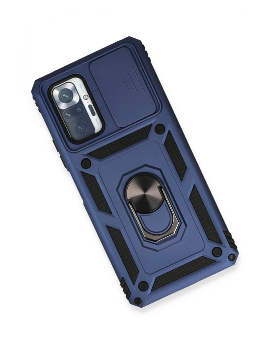Newface Xiaomi Redmi Note 10 Pro Kılıf Pars Lens Yüzüklü Silikon - Lacivert