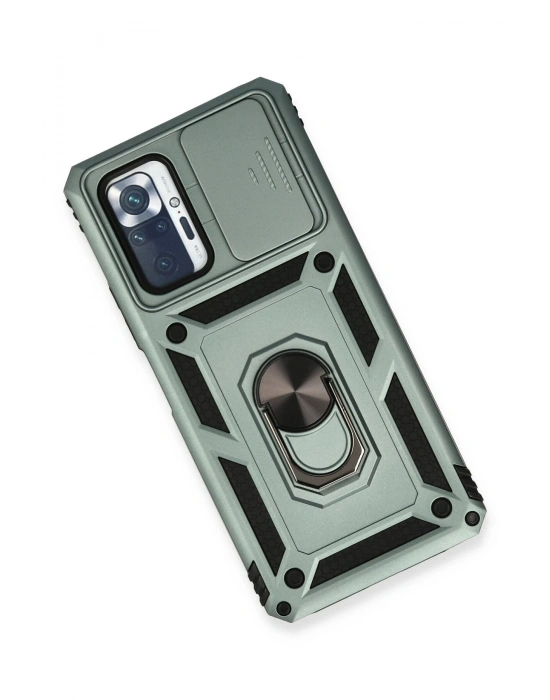 Newface Xiaomi Redmi Note 10 Pro Kılıf Pars Lens Yüzüklü Silikon - Yeşil