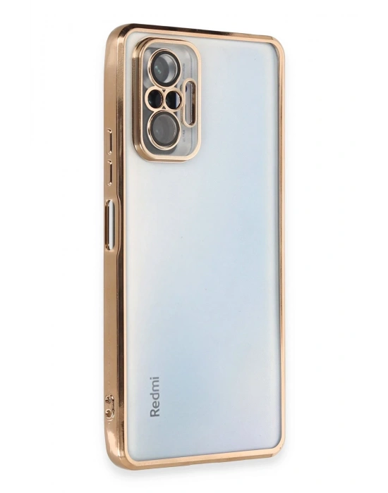 Newface Xiaomi Redmi Note 10 Pro Kılıf Razer Lensli Silikon - Gold