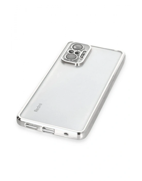 Newface Xiaomi Redmi Note 10 Pro Kılıf Razer Lensli Silikon - Gümüş