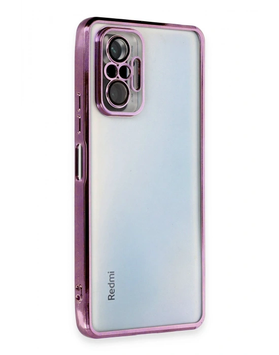 Newface Xiaomi Redmi Note 10 Pro Kılıf Razer Lensli Silikon - Mor