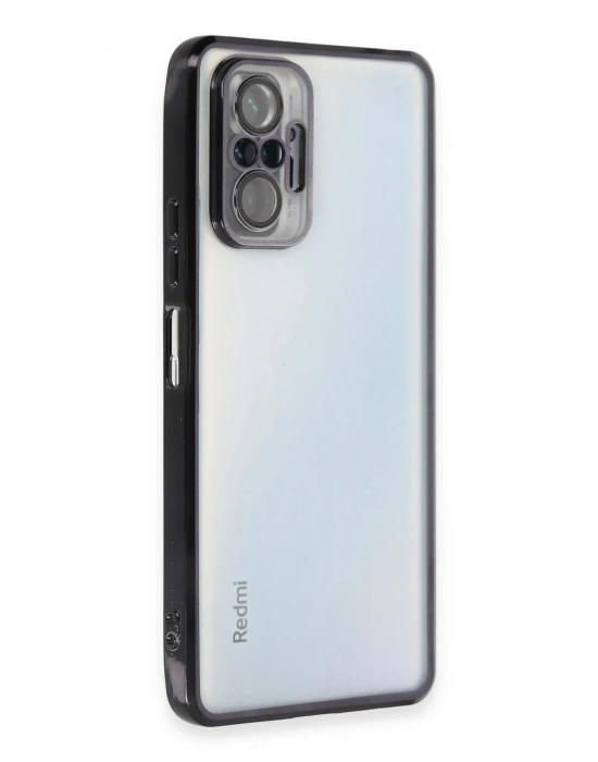Newface Xiaomi Redmi Note 10 Pro Kılıf Razer Lensli Silikon - Siyah