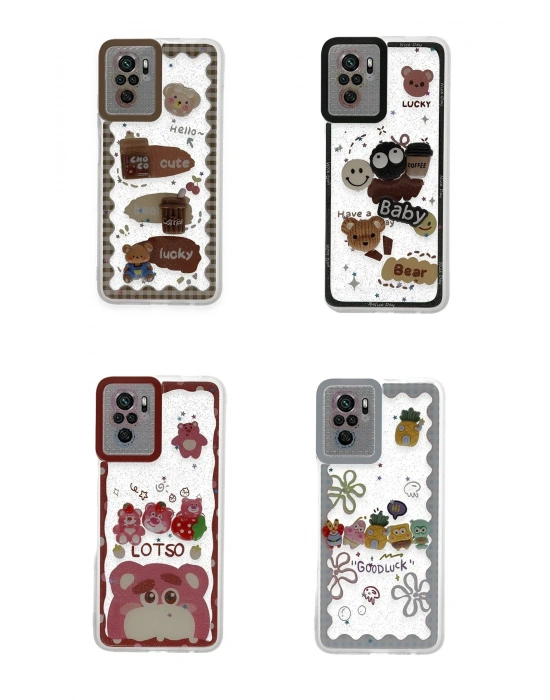 Newface Xiaomi Redmi Note 10 Pro Kılıf Sweet Desenli Silikon Kapak - Şeffaf