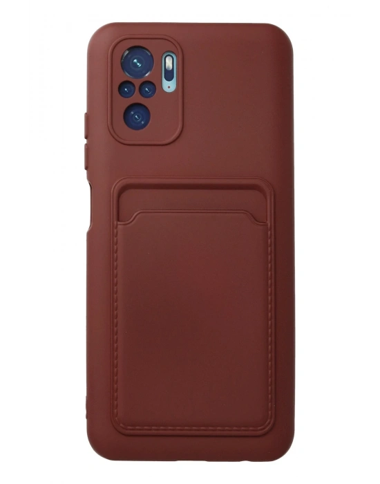 Newface Xiaomi Redmi Note 10S Kılıf Kelvin Kartvizitli Silikon - Bordo