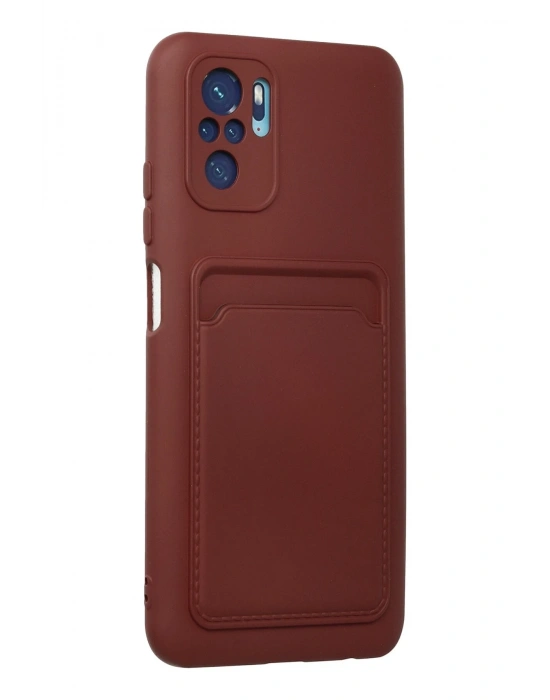 Newface Xiaomi Redmi Note 10S Kılıf Kelvin Kartvizitli Silikon - Bordo